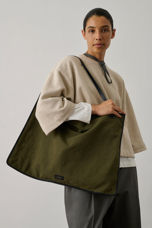 Sac Darlington - Kaki/Noir - Coton - Femme